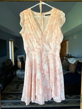 Tommy Hilfiger Pink & Cream Floral Wrap-Style Mini Dress